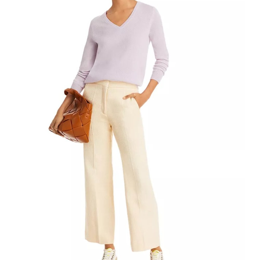 C by Bloomingdale's Cashmere V-Neck Cashmere Sweater-2-ply cashmere-Iris-NWT